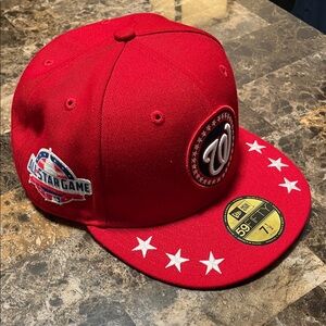Red 59FIFTY Washington Nationals 2018 All Star Game Cap with Star Details